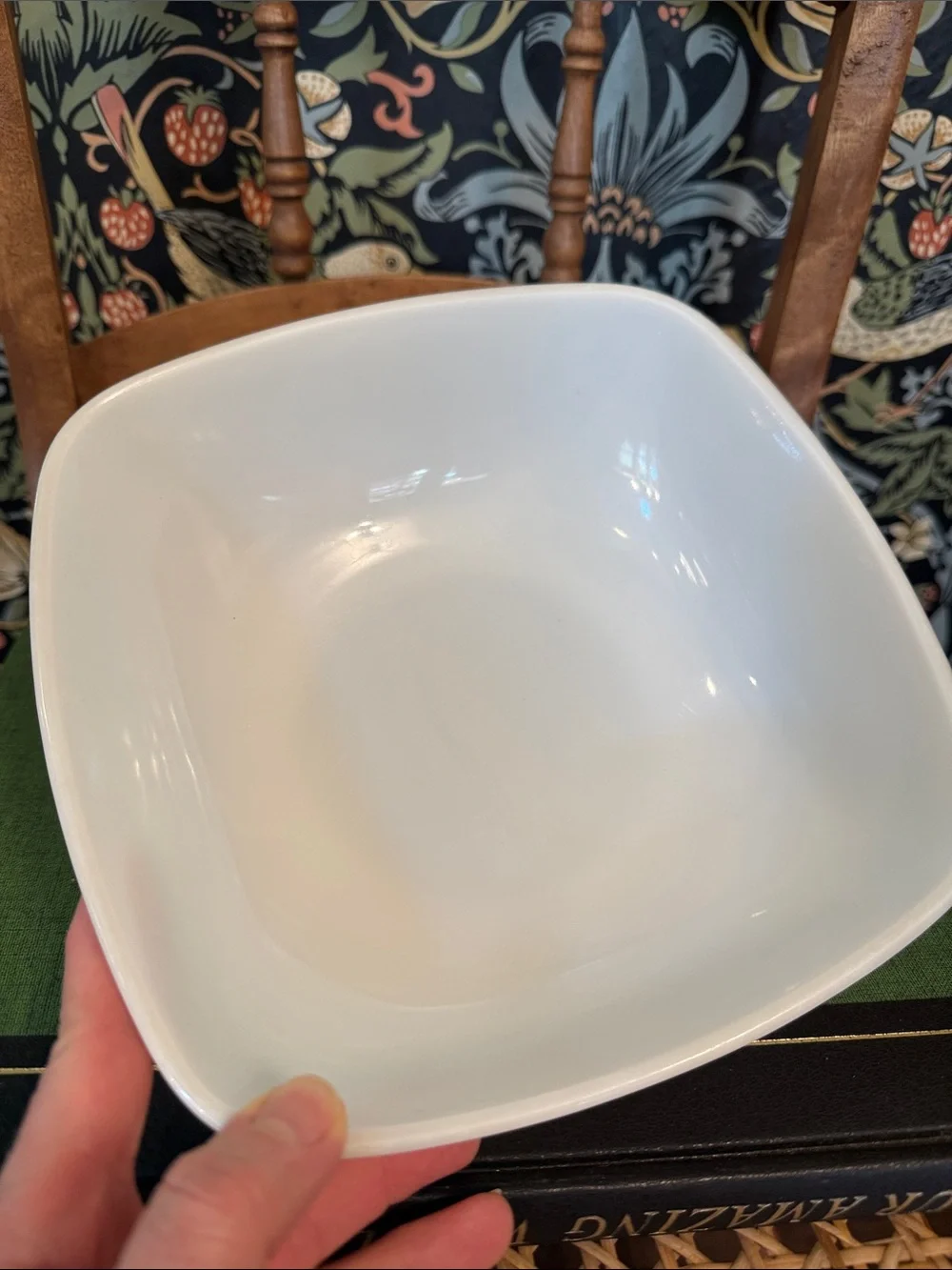 Vintage Pyrex Opal White Square Hostess Serving Bowl 515-B 1.5 quart